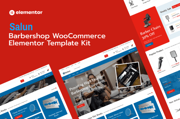 Salun – Barbershop Tools and Equipments Store WooCommerce Elementor Pro Template Kit